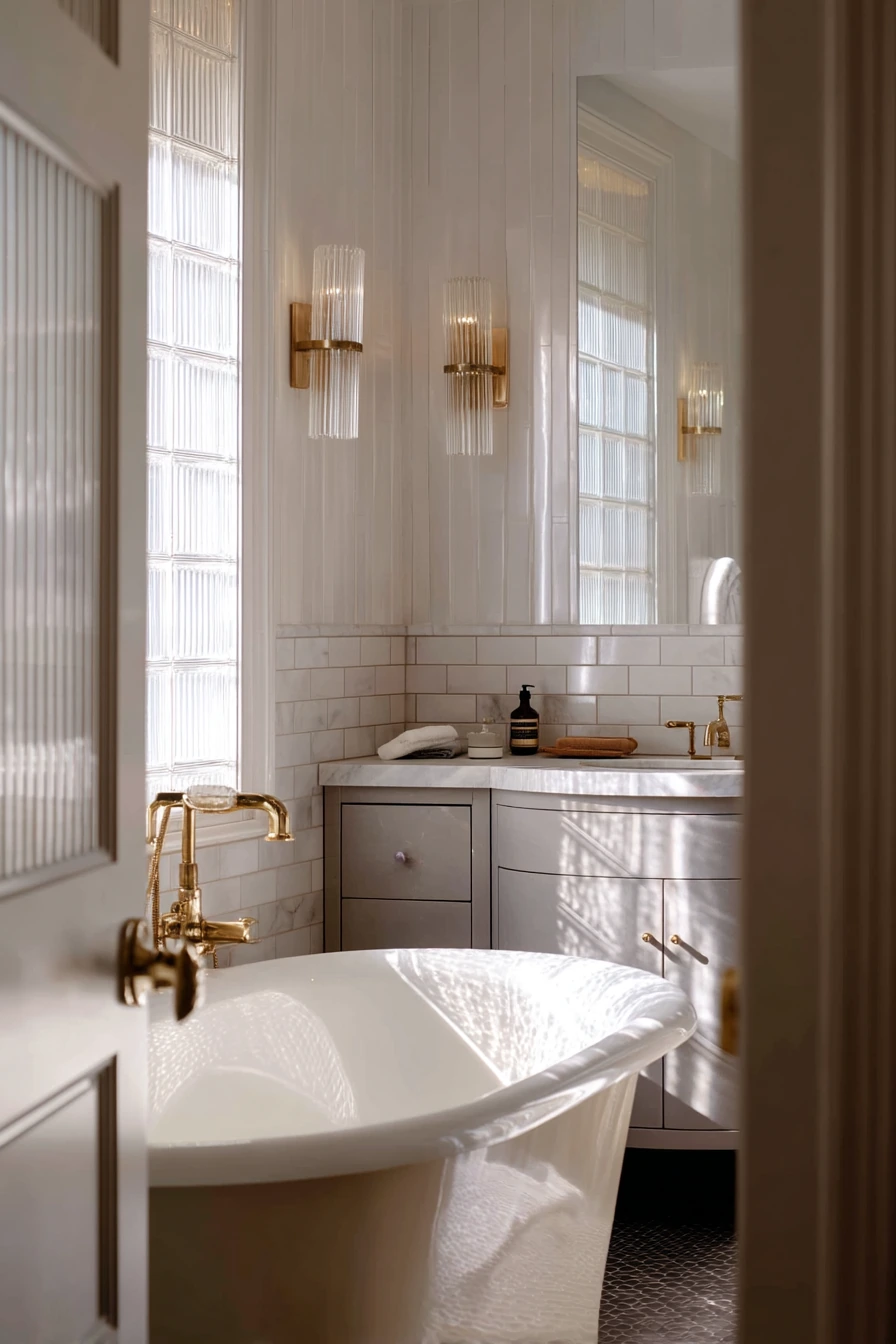 Primary Bath with Vintage Glam and Daily Routine