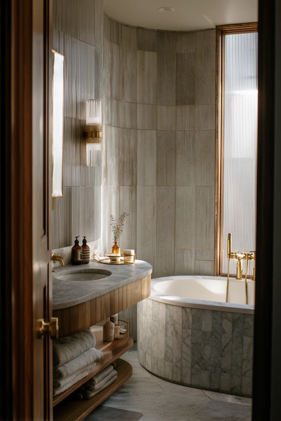 Primary Bath with Vintage Glam and Daily Routine