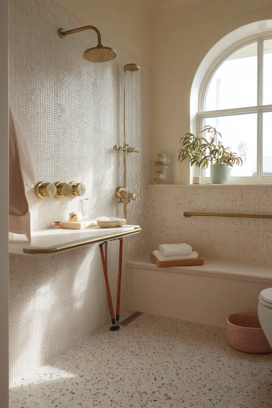 Accessible Art Deco Bath with Warm, Safe Details
