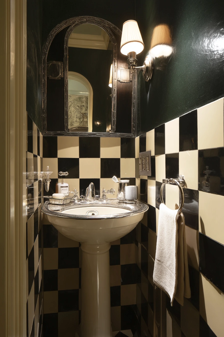 Small Apartment Powder Room, Bold and Compact