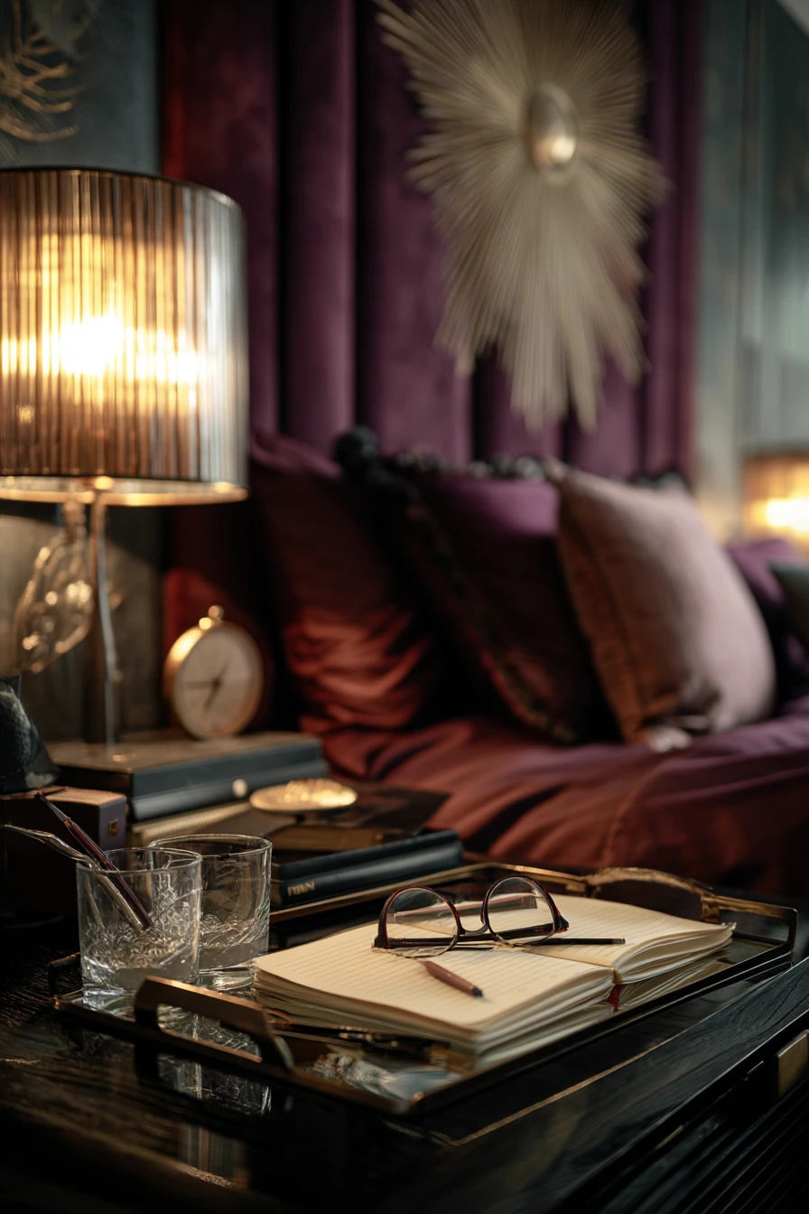 Moody Art Deco Bedroom for a Night Owl