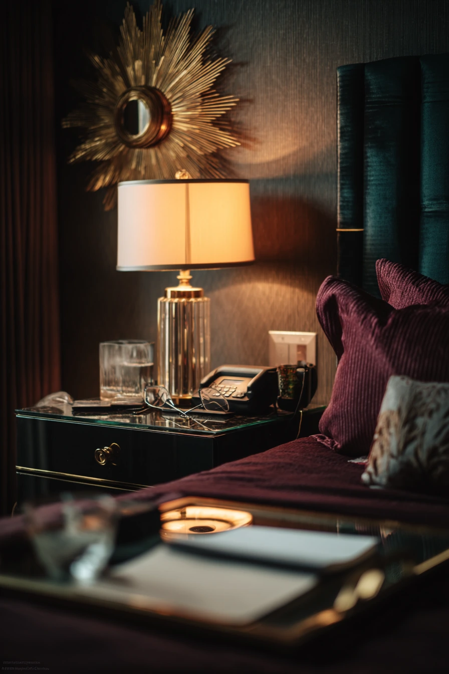 Moody Art Deco Bedroom for a Night Owl