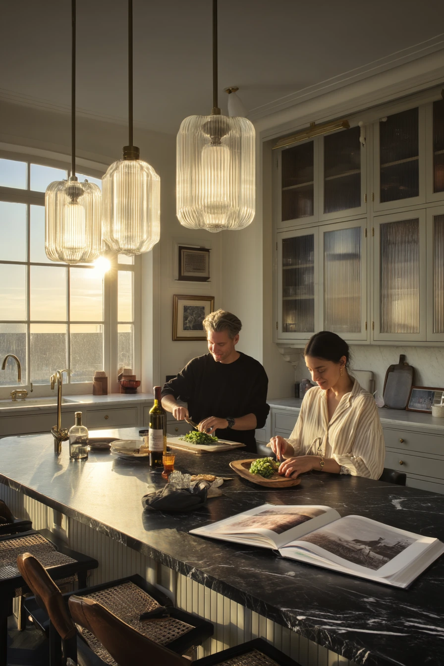 Art Deco Kitchen at Golden Hour Dinner Prep