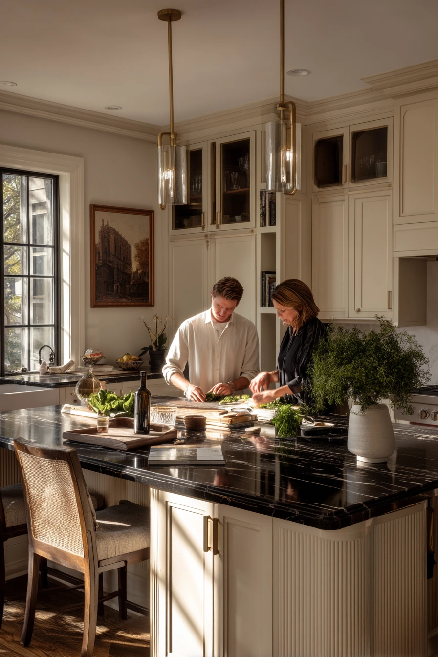 Art Deco Kitchen at Golden Hour Dinner Prep