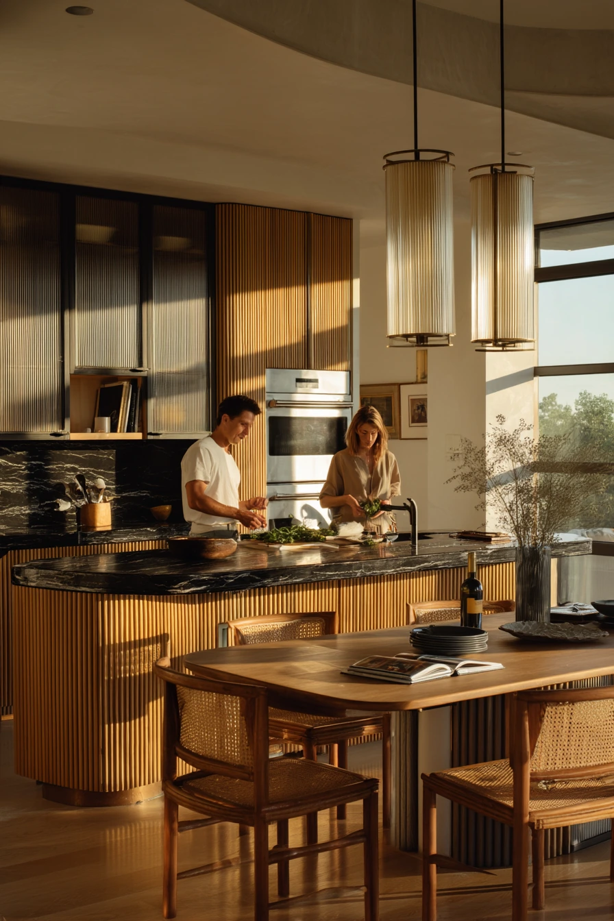 Art Deco Kitchen at Golden Hour Dinner Prep