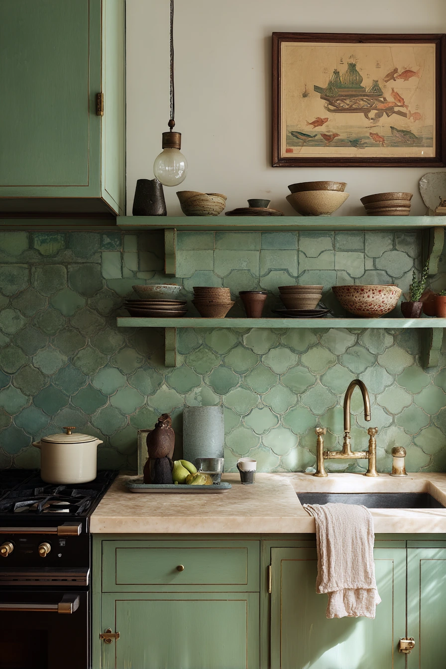 Art Deco Kitchen with Vintage Collector Personality