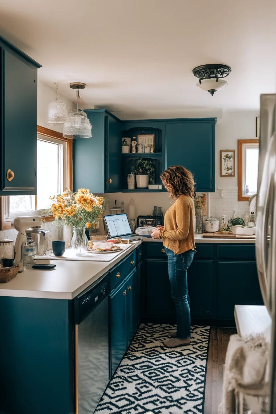 Budget Art Deco Kitchen Upgrade with Bold Color