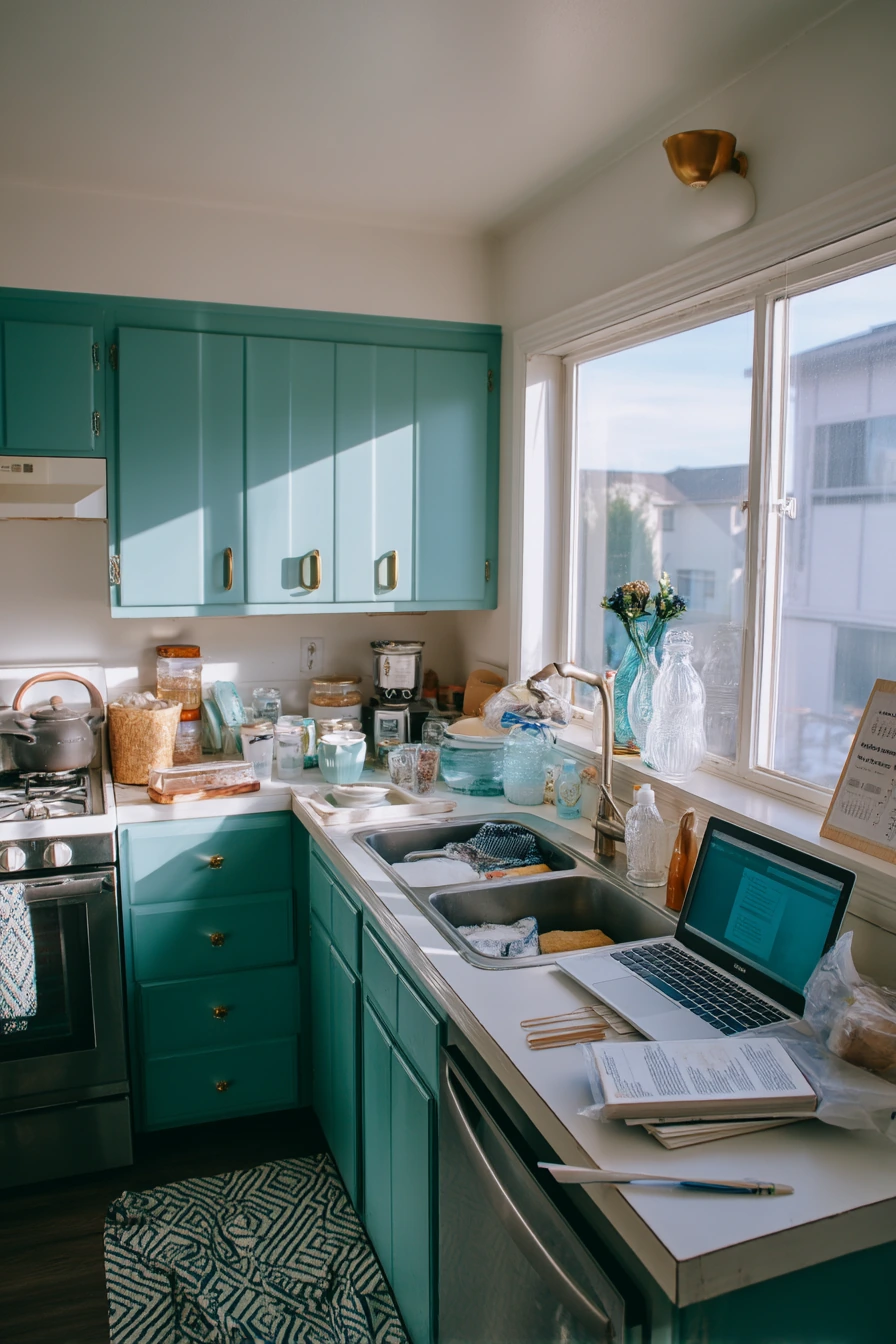 Budget Art Deco Kitchen Upgrade with Bold Color