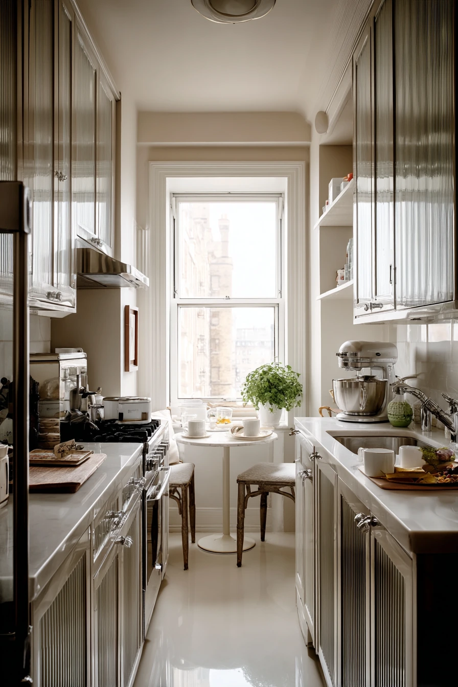 Compact Art Deco Galley Kitchen for City Living