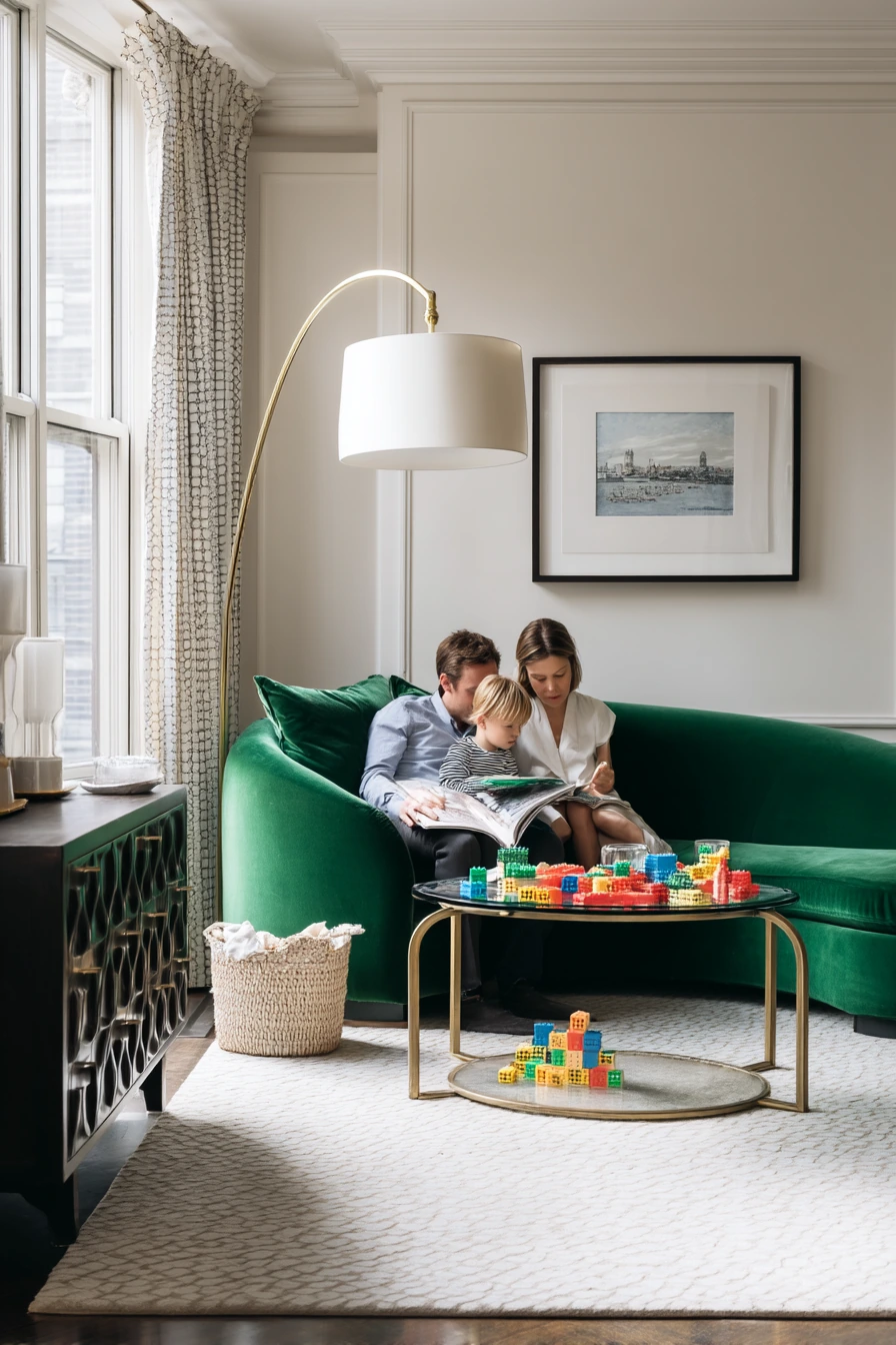 Sunlit Family Lounge with Jewel-Tone Touches