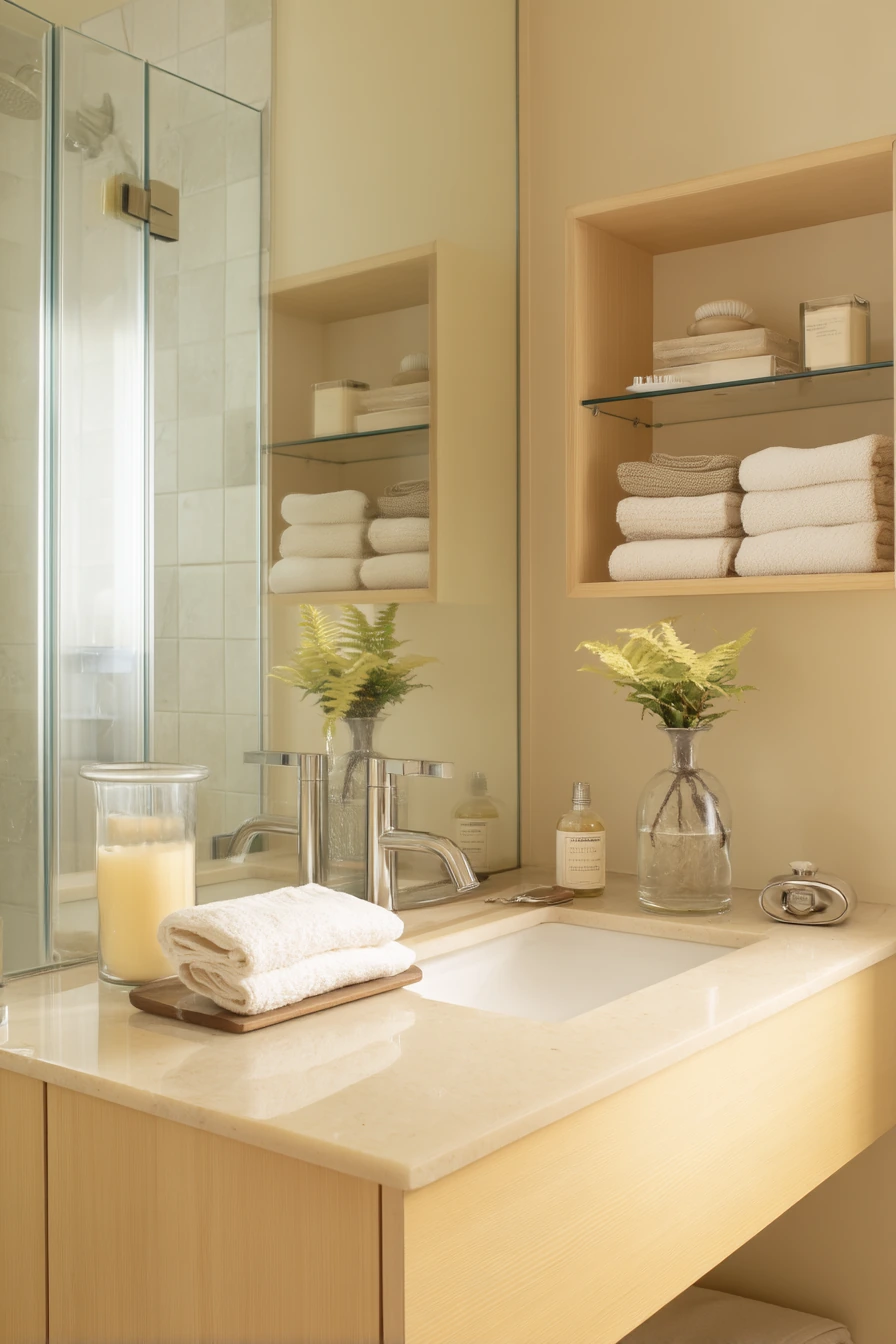 Small Ensuite with Calm Storage