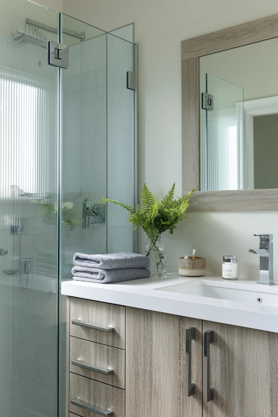 Small Ensuite with Calm Storage