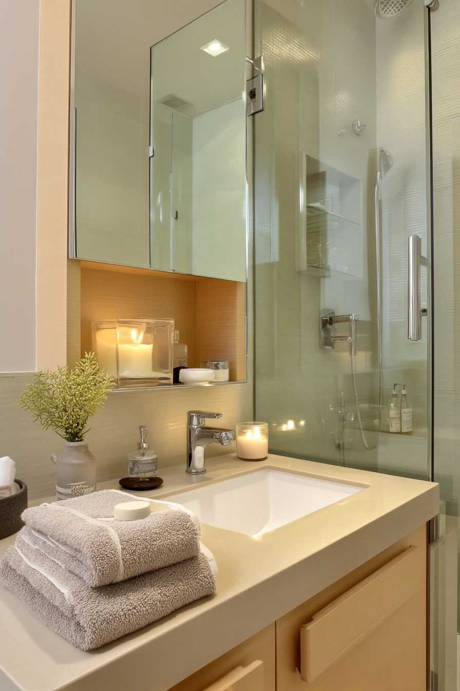Small Ensuite with Calm Storage