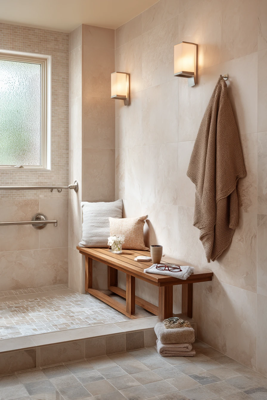 Senior-Friendly Bath with Quiet Safety