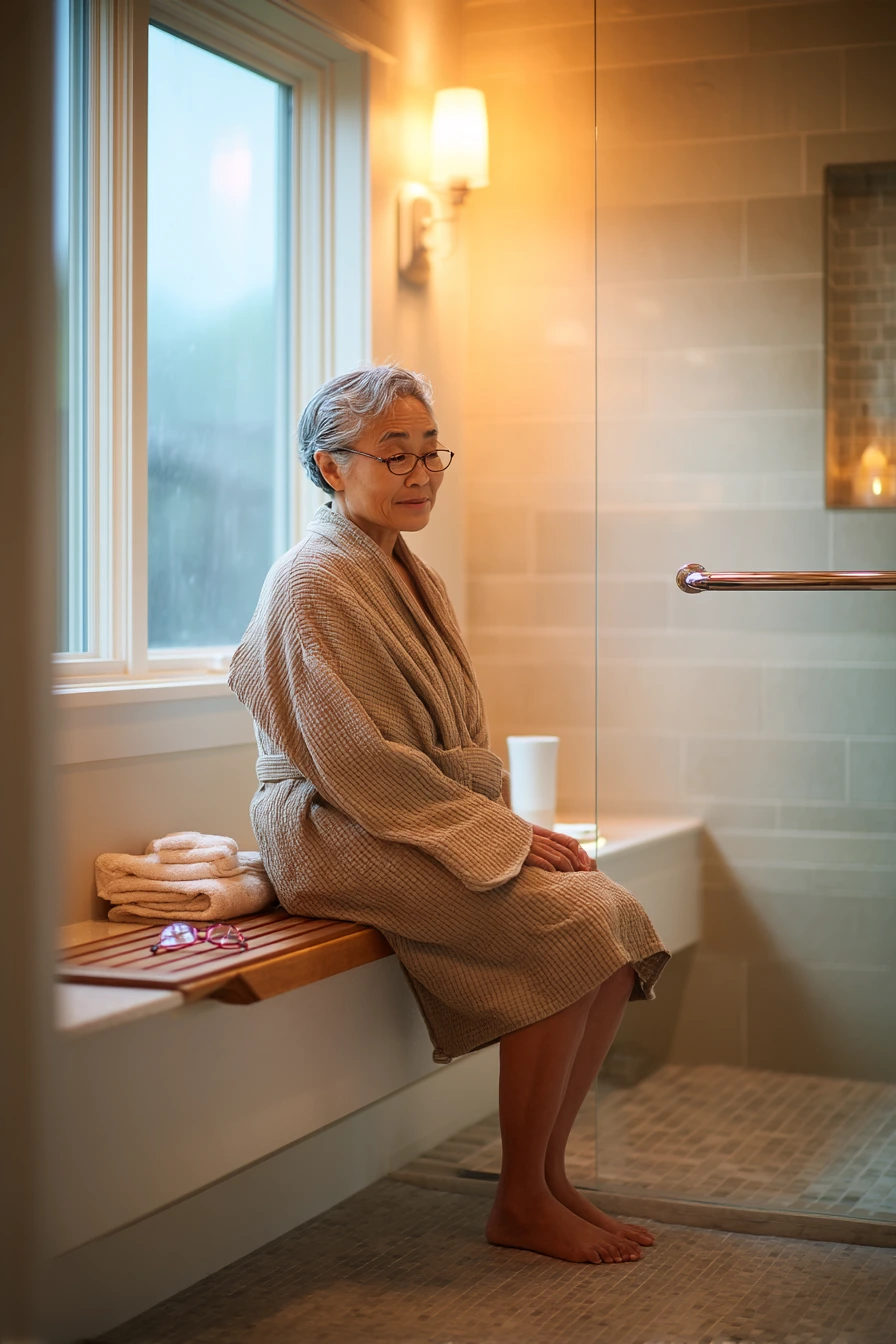 Senior-Friendly Bath with Quiet Safety