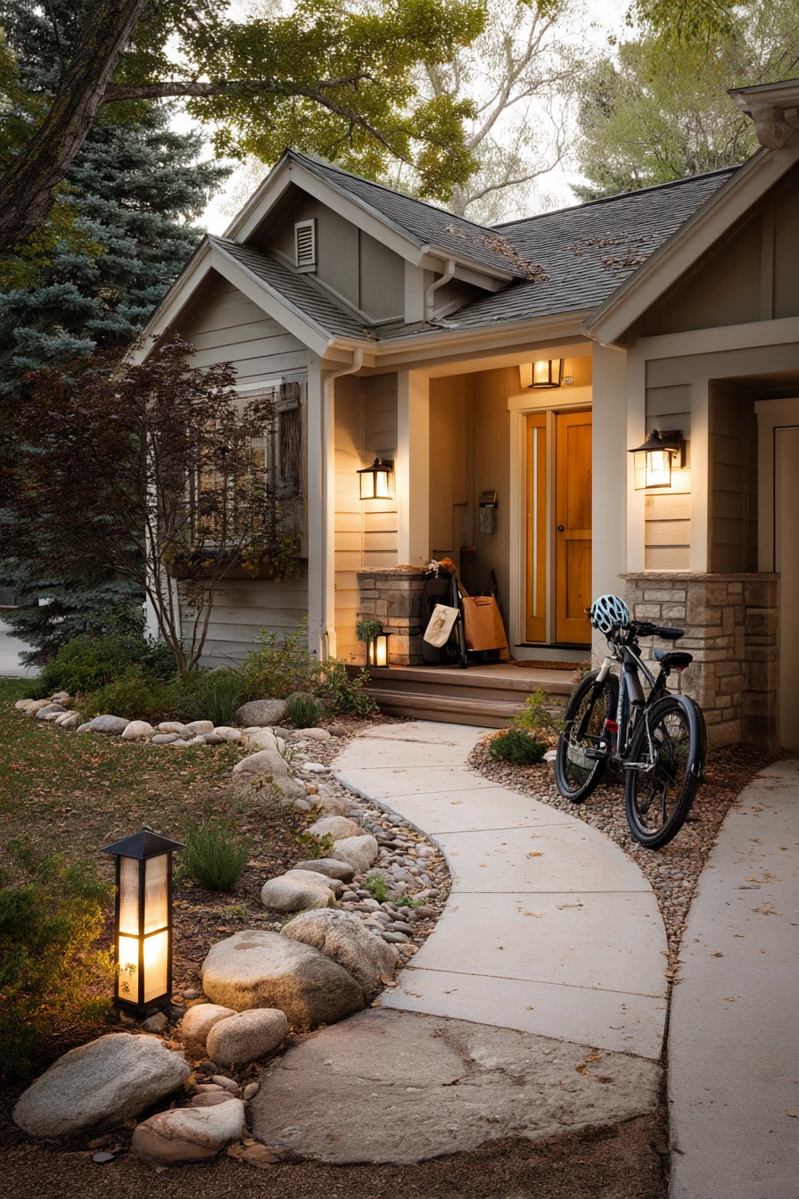 Front Entry With Lantern Path
