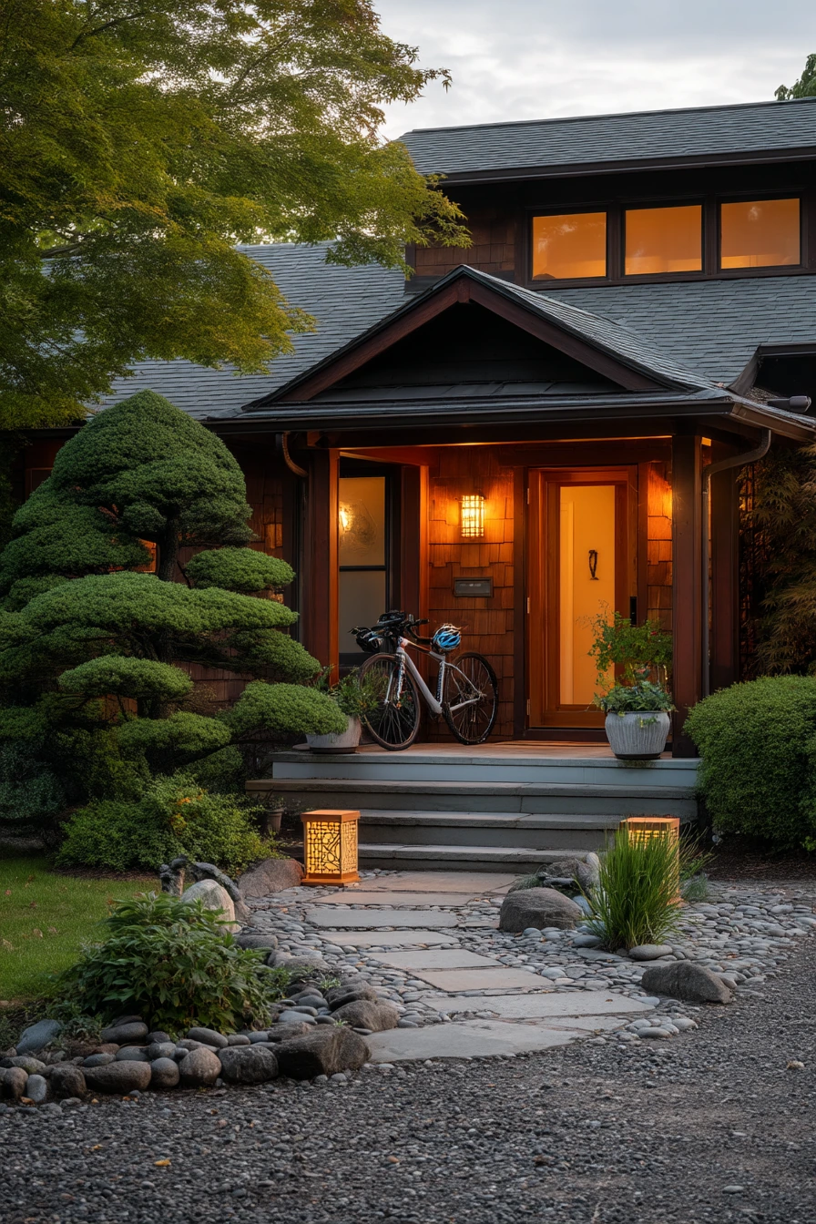 Front Entry With Lantern Path