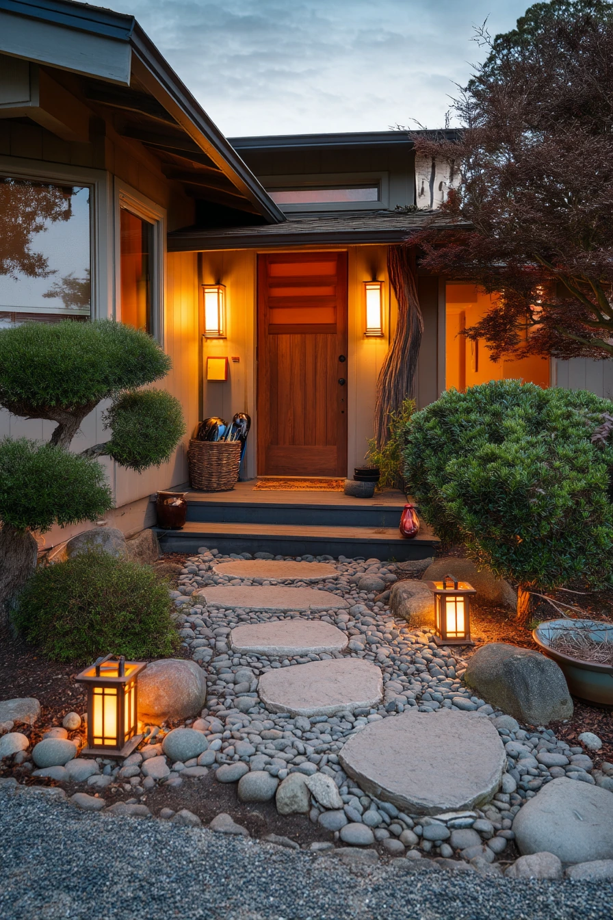 Front Entry With Lantern Path
