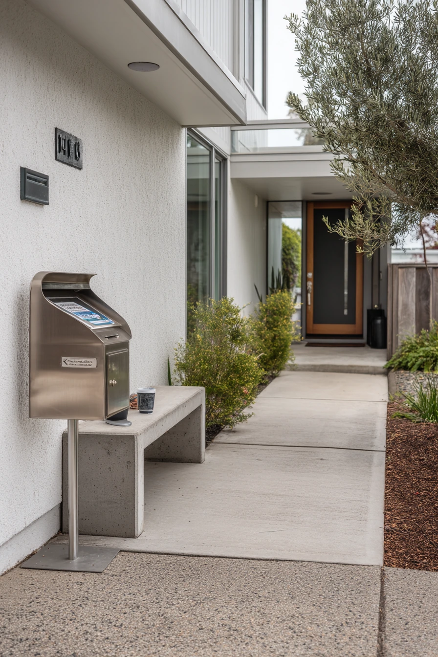 Modern Entry Walkway with Mailbox Stop