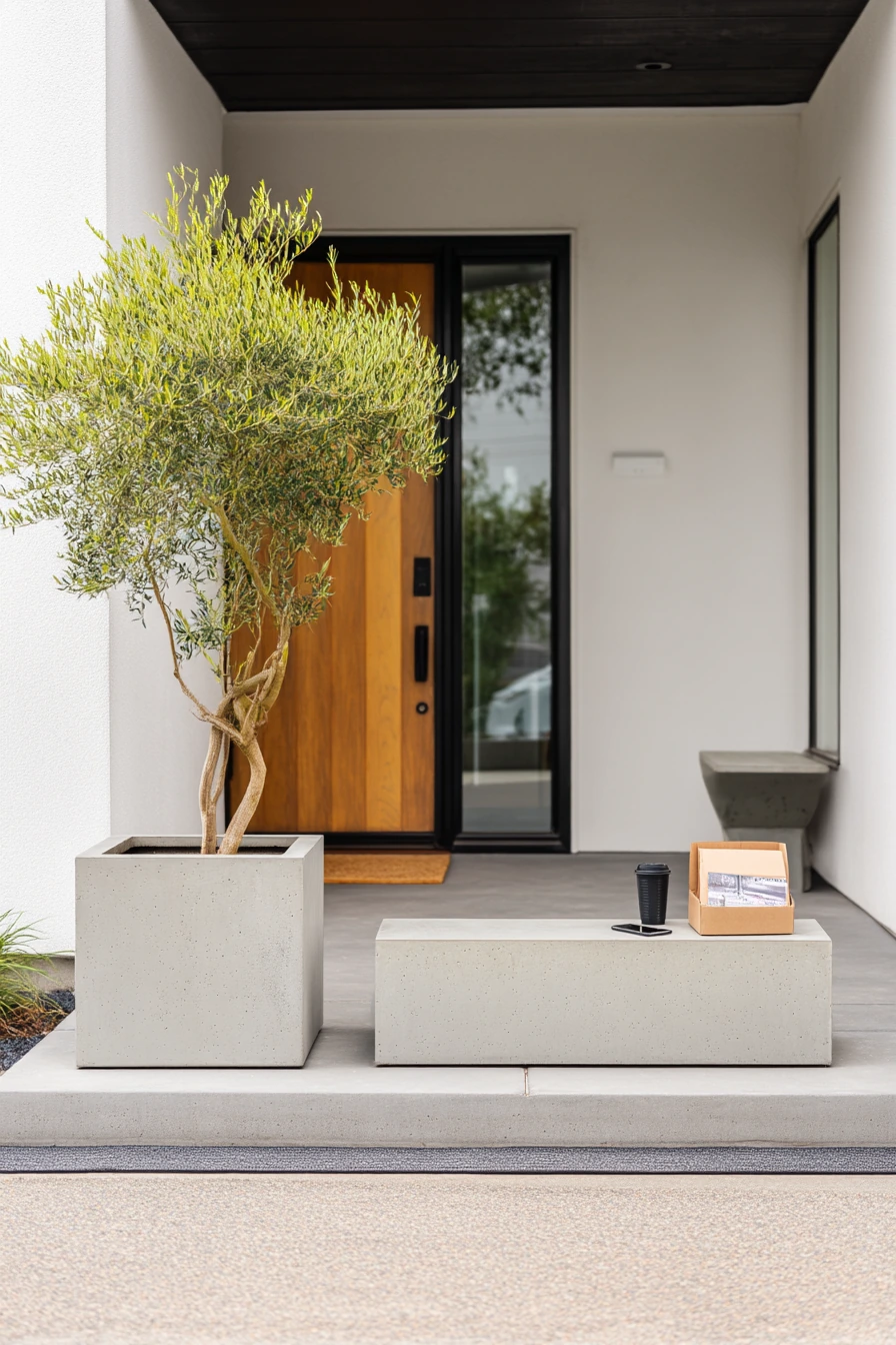 Modern Entry Walkway with Mailbox Stop