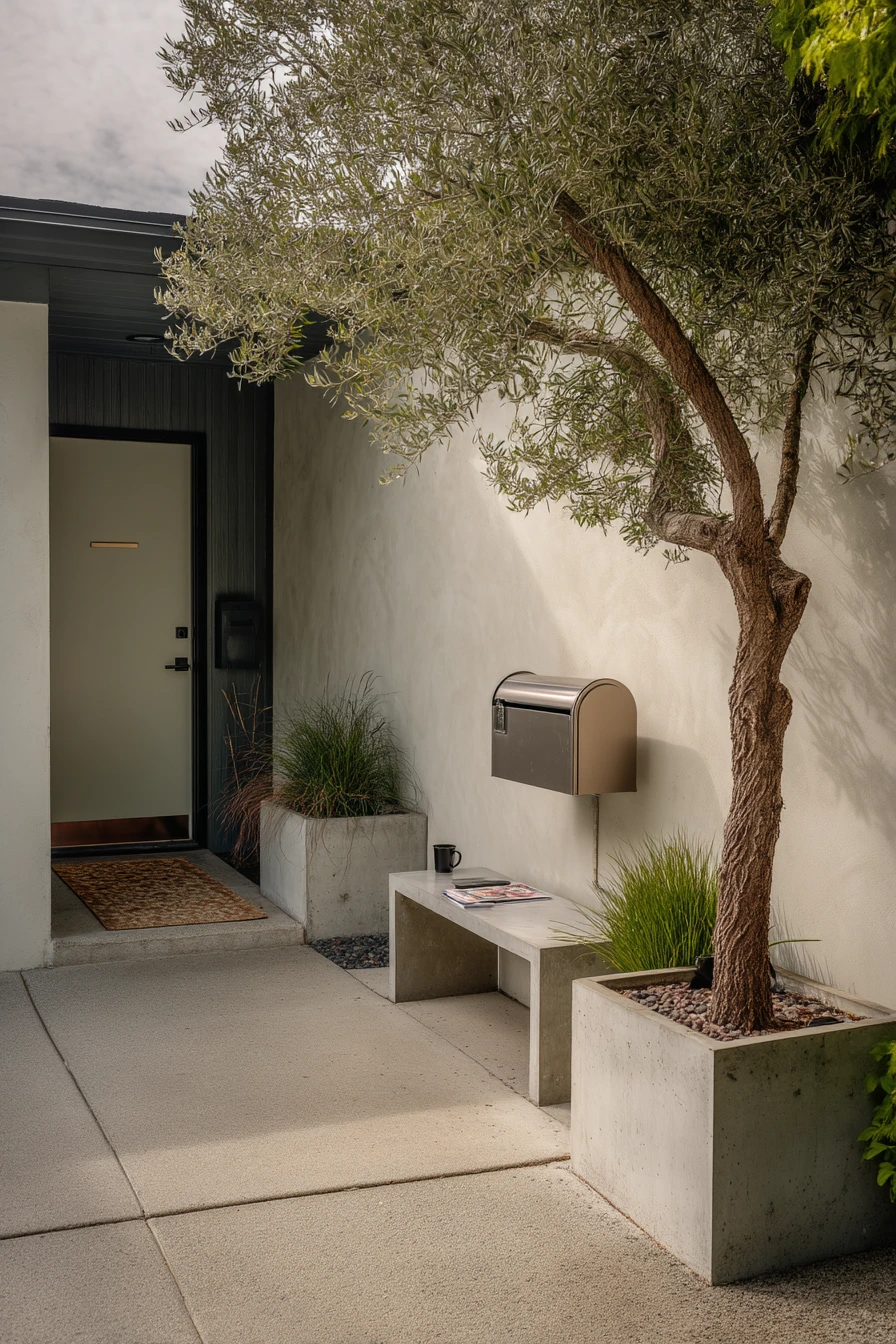 Modern Entry Walkway with Mailbox Stop