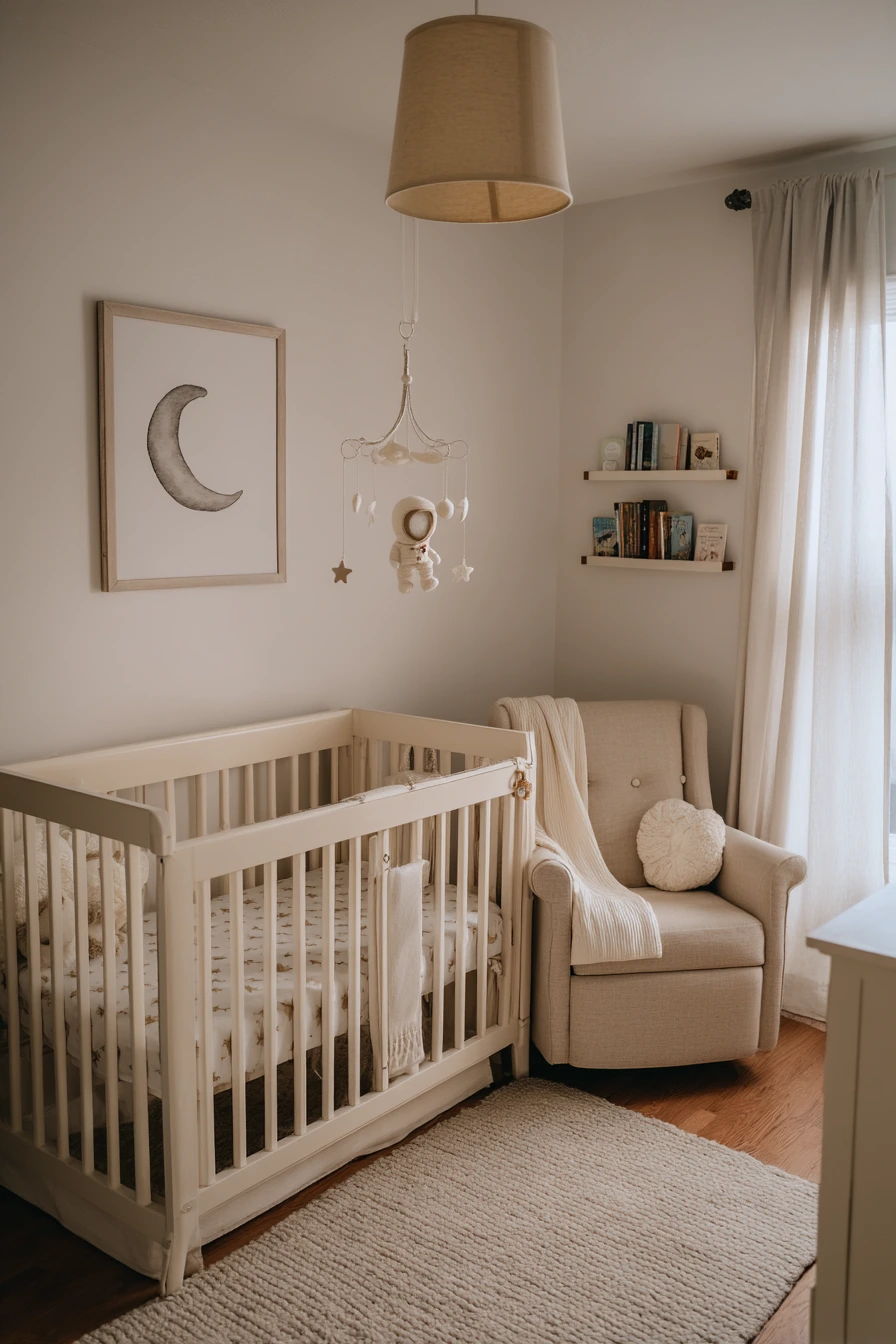Maternity Nursery with Gentle Astronaut Motifs