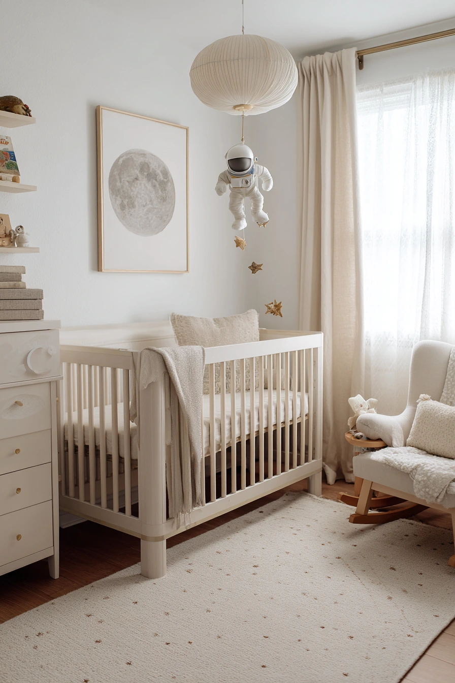 Maternity Nursery with Gentle Astronaut Motifs
