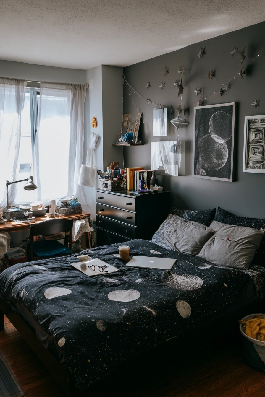 Budget Bedroom Makeover with DIY Galaxy Accents