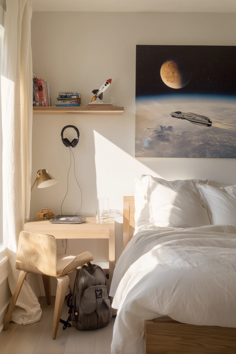 Minimal Astronaut Bedroom for a Calm Preteen