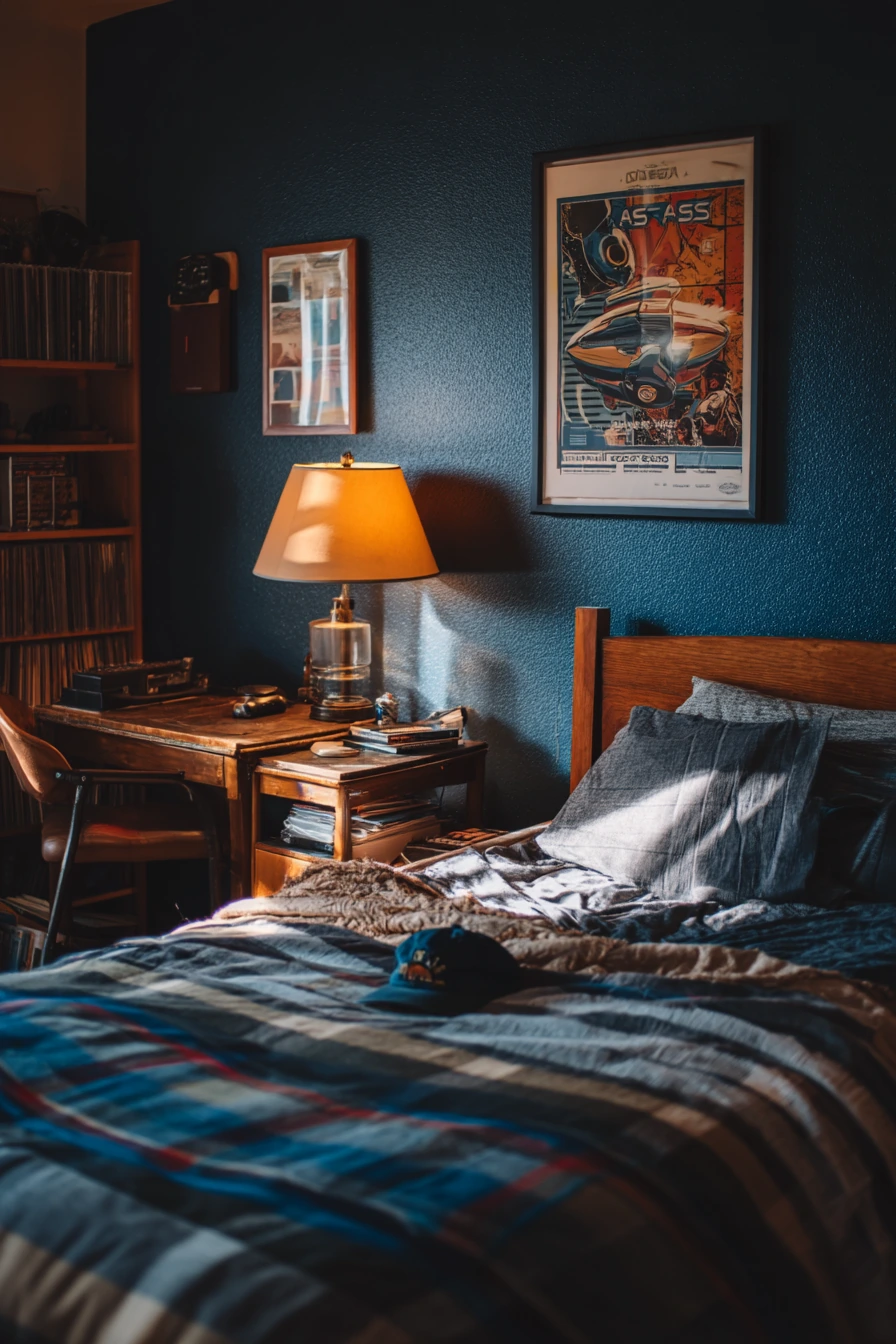 Retro Space Bedroom with Vintage Toys and Posters