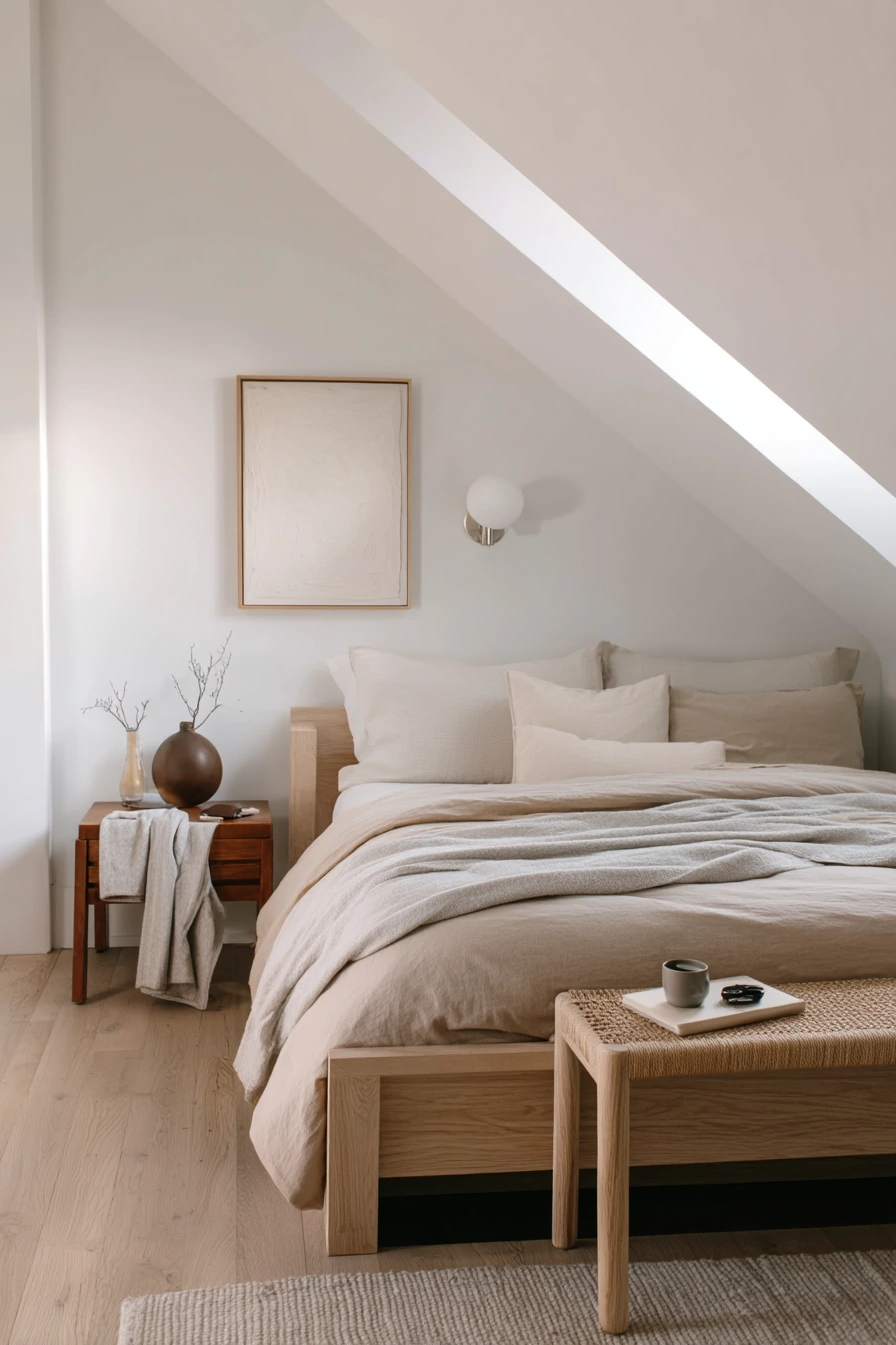 Minimal Attic Bedroom for a Couple