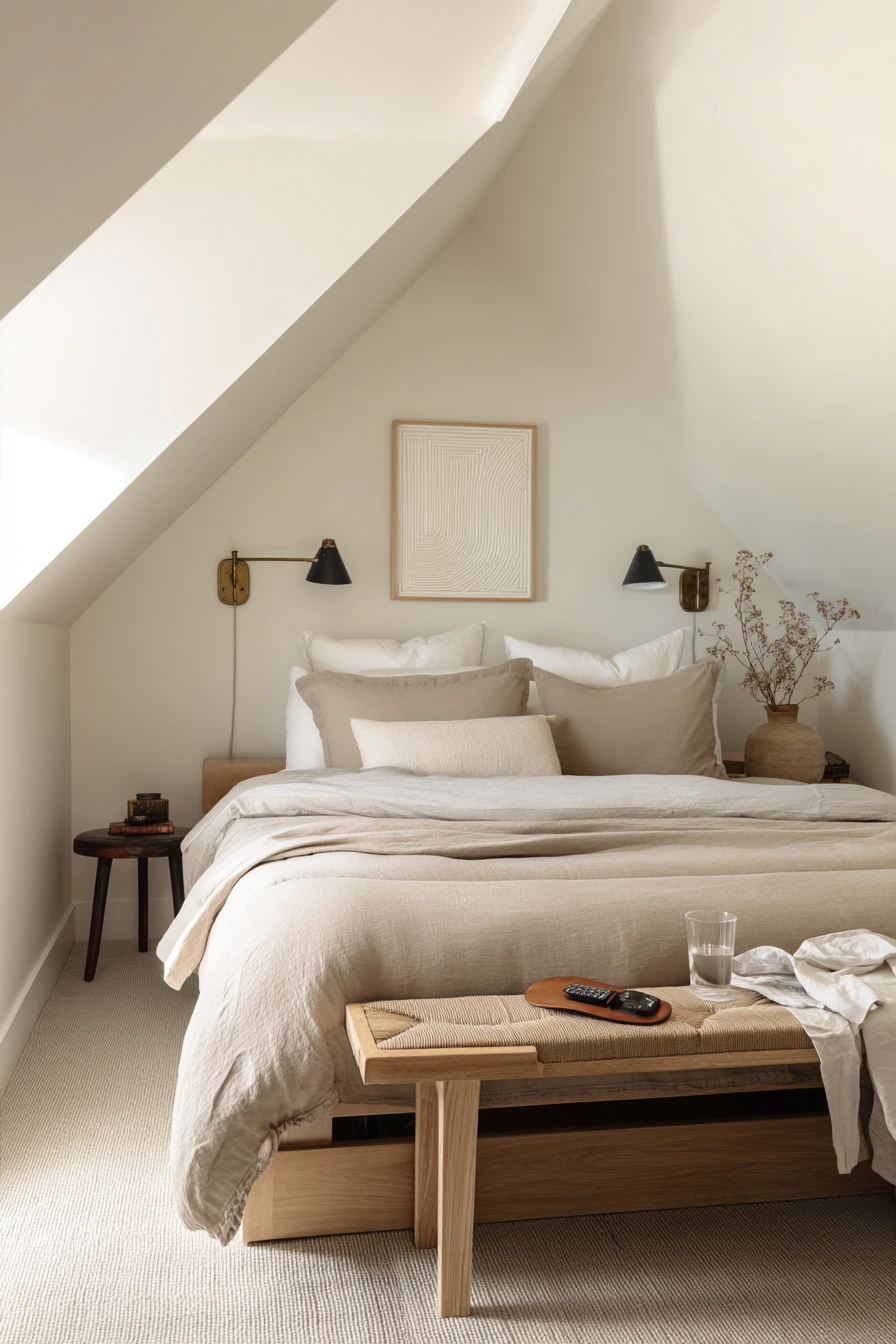 Minimal Attic Bedroom for a Couple