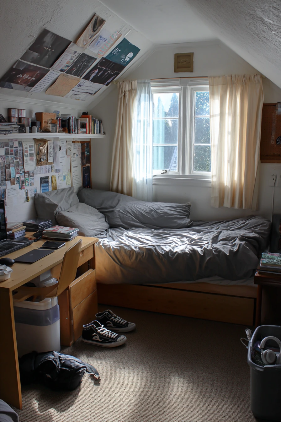 Teen Attic Bedroom with Study Corner