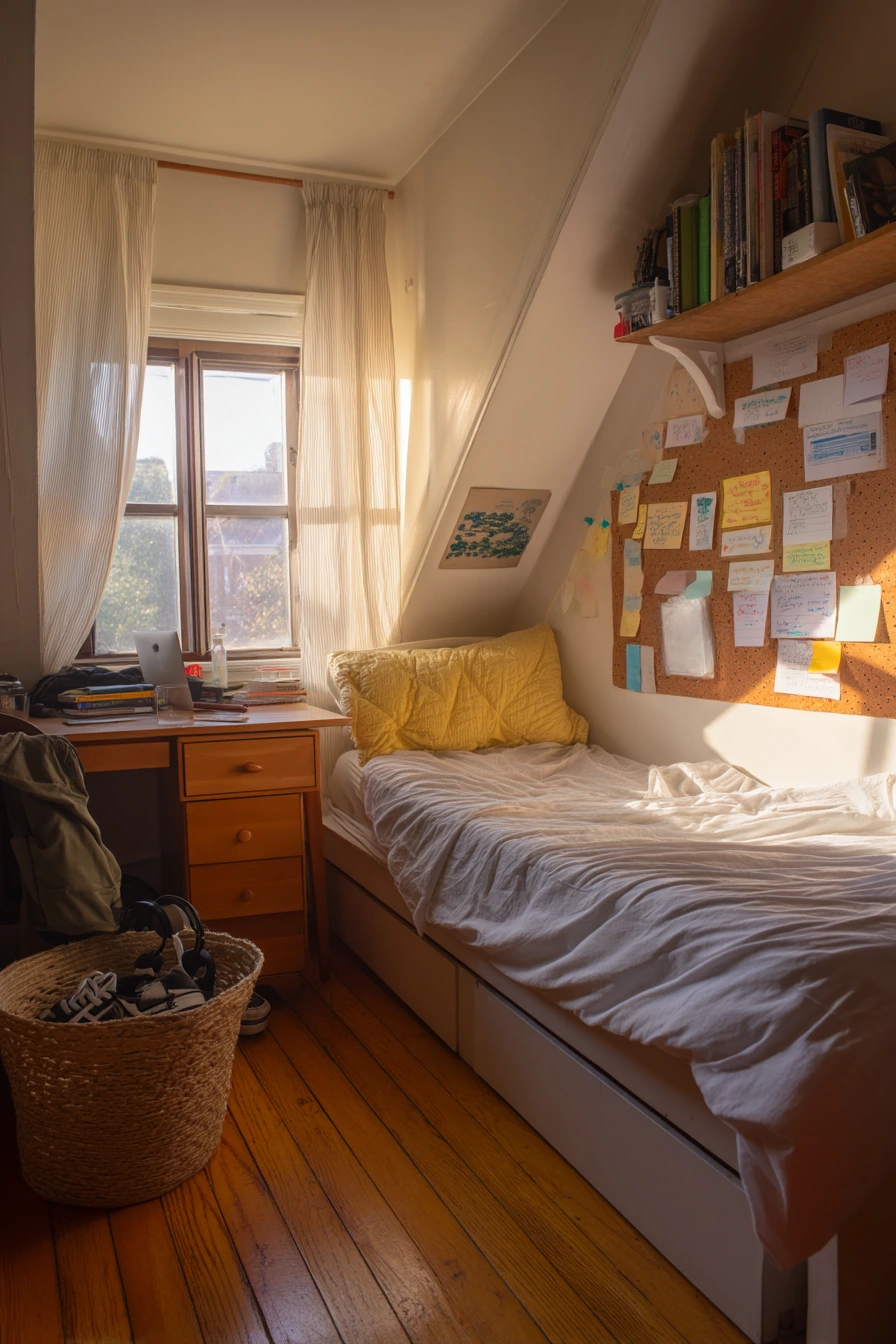 Teen Attic Bedroom with Study Corner