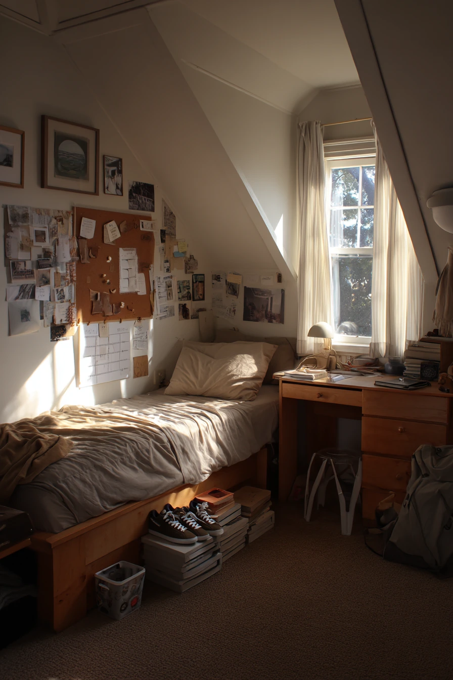 Teen Attic Bedroom with Study Corner