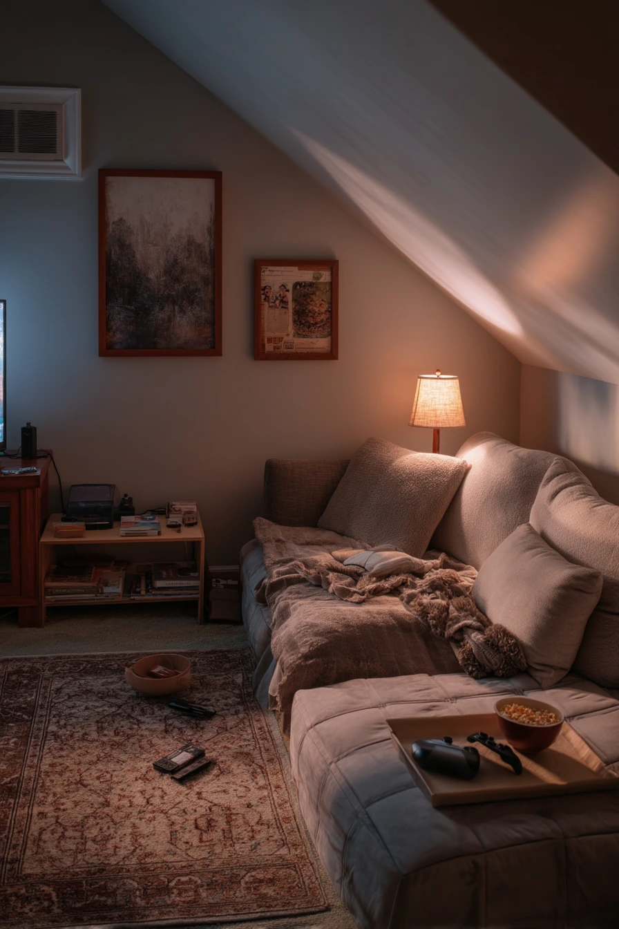 3. Budget-Friendly Cozy Attic Hangout
