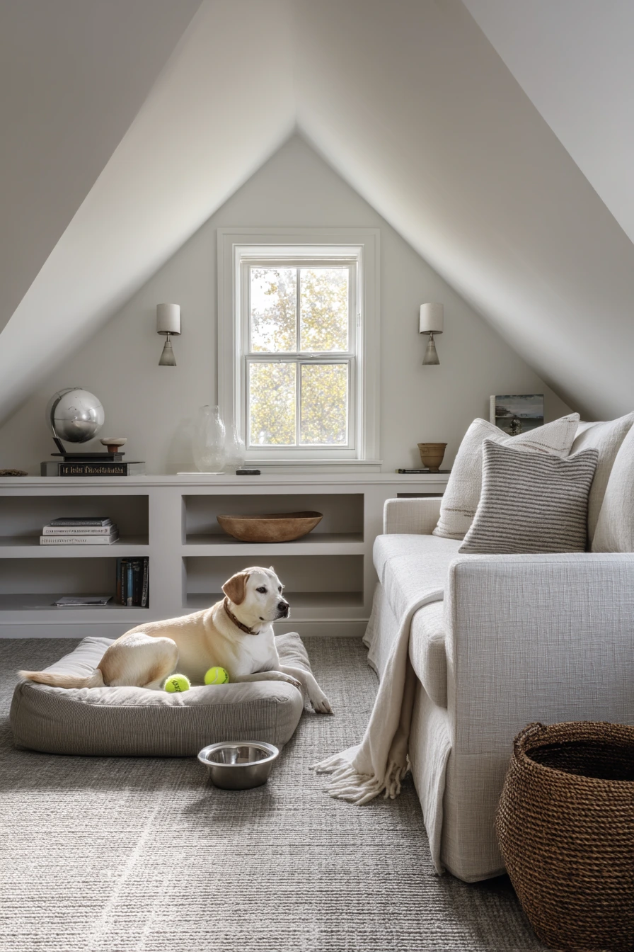6. Pet-Friendly Attic Gathering Space