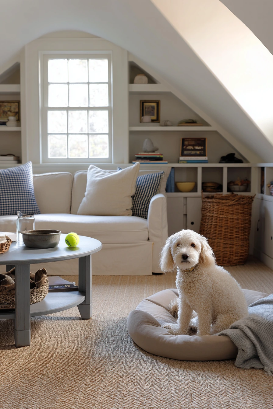 6. Pet-Friendly Attic Gathering Space
