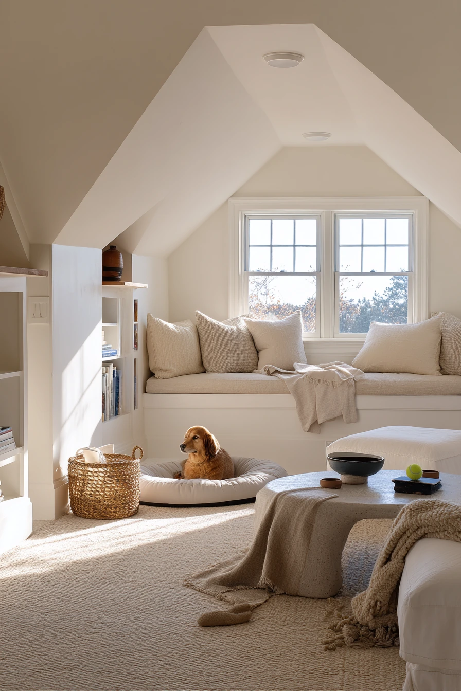 6. Pet-Friendly Attic Gathering Space