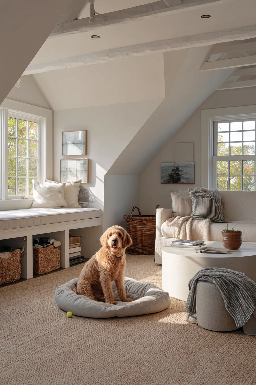 6. Pet-Friendly Attic Gathering Space
