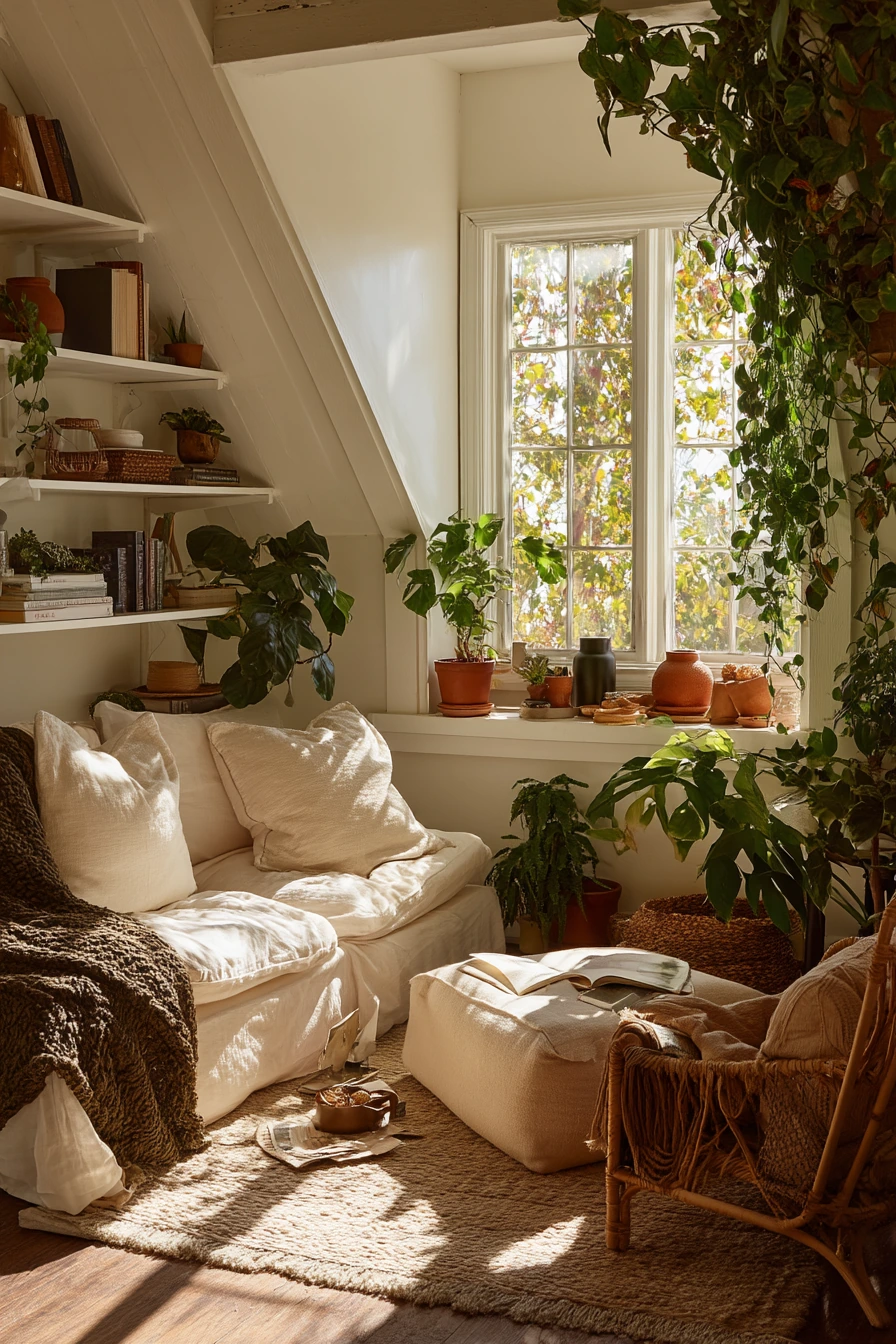 9. Plant-Filled Boho Attic Retreat