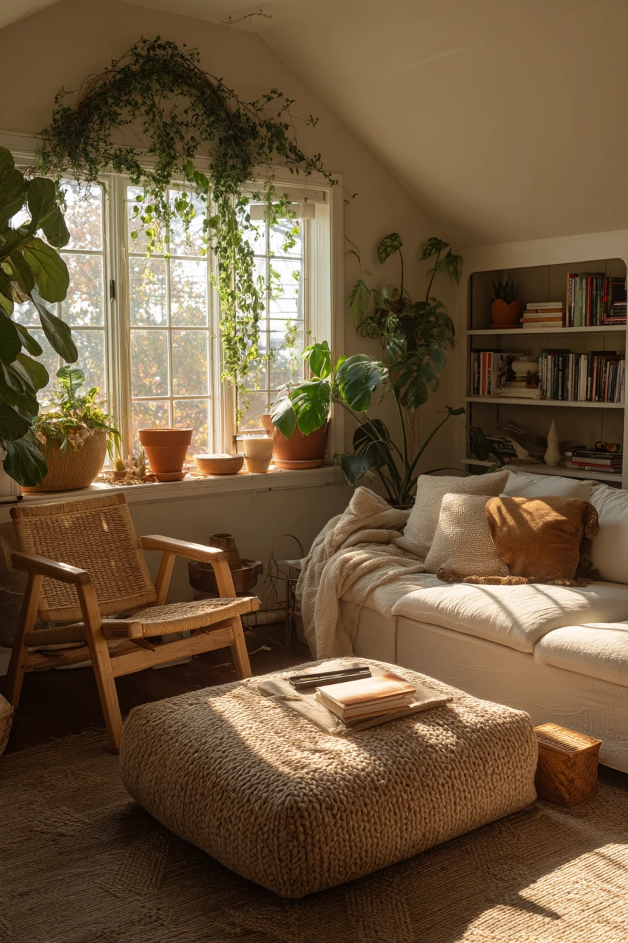 9. Plant-Filled Boho Attic Retreat