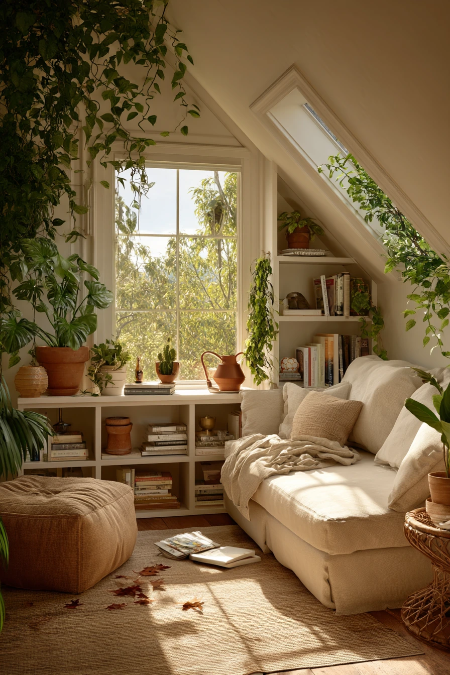 9. Plant-Filled Boho Attic Retreat