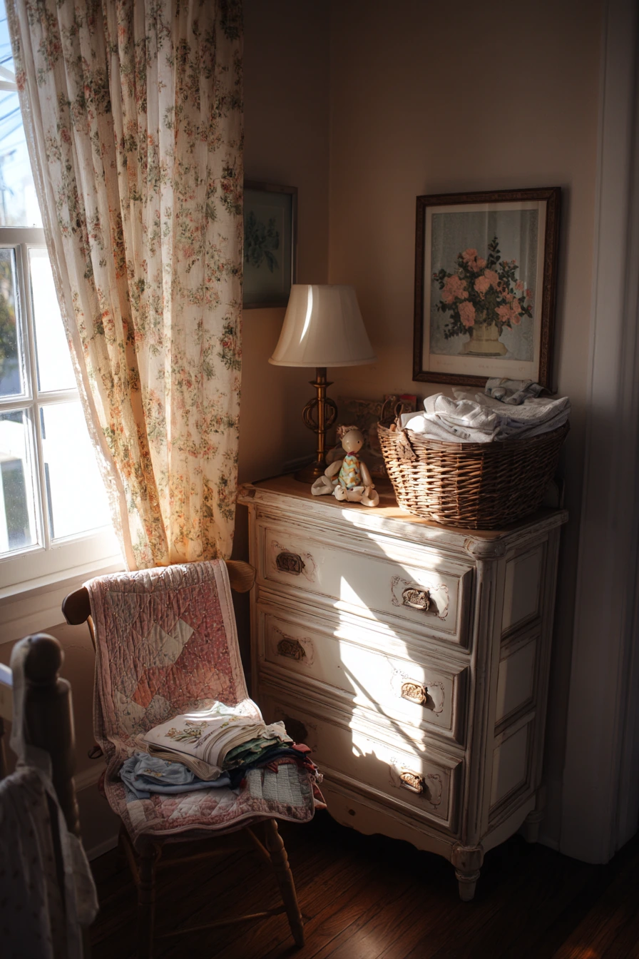 Vintage-Inspired Baby Bedroom with Family Keepsakes