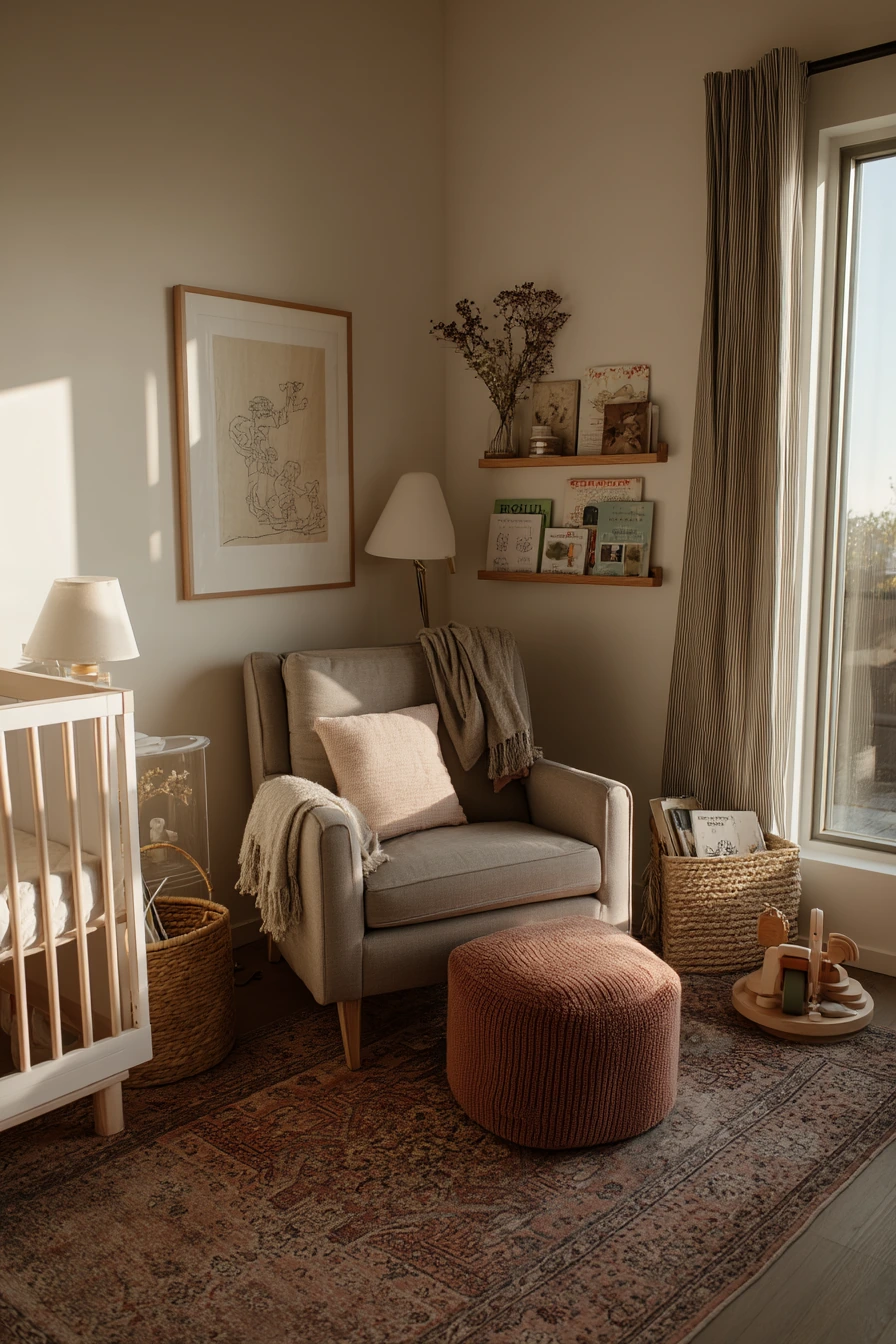 Baby Bedroom Corner for Feeding, Reading, and Rest