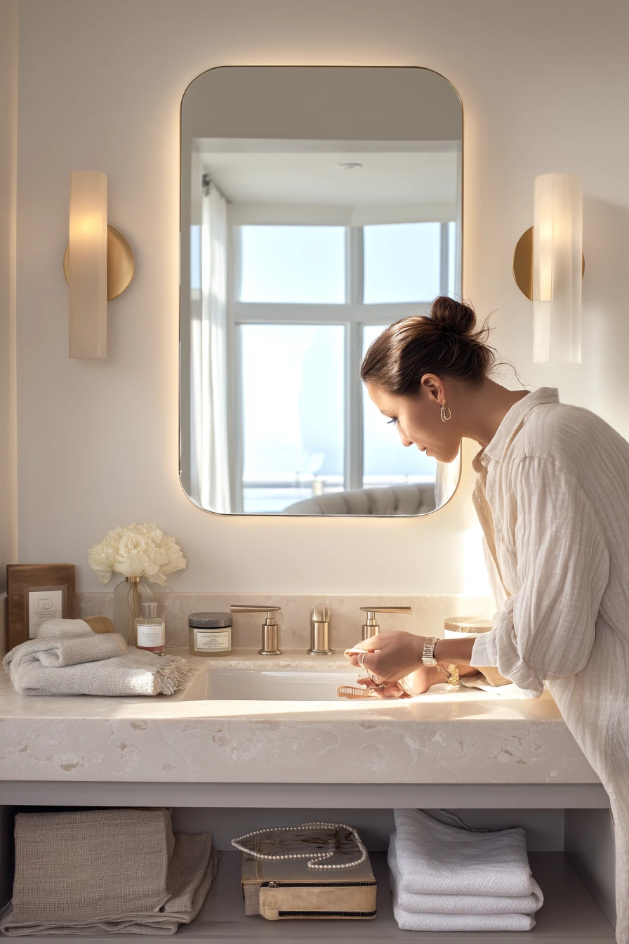 Minimal Morning Routine with Warm Halo Light