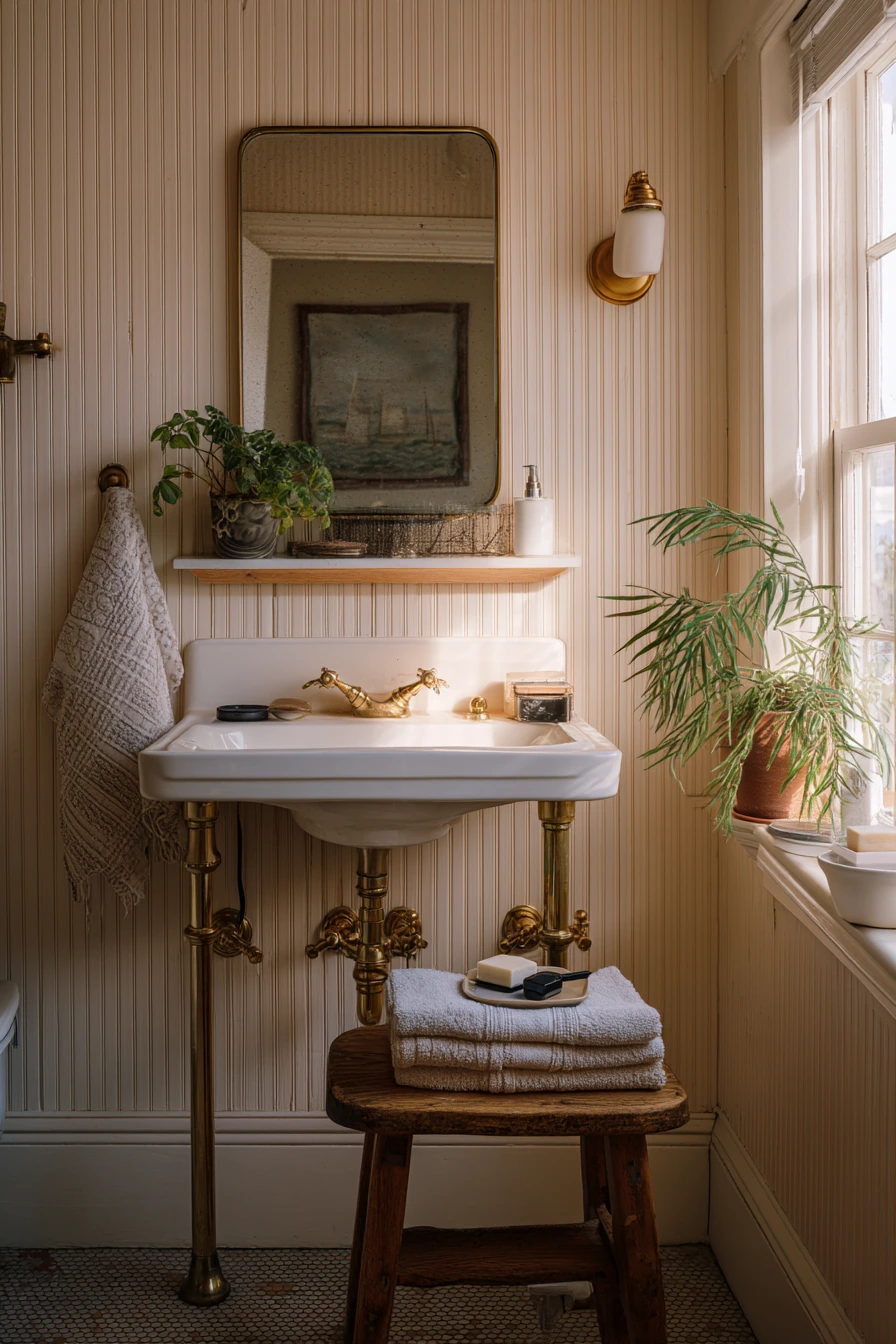 Backlit Mirror Above a Vintage-Style Sink