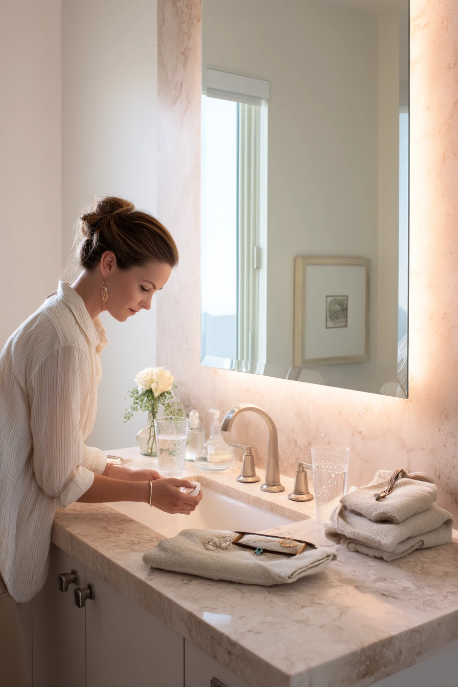 Minimal Morning Routine with Warm Halo Light