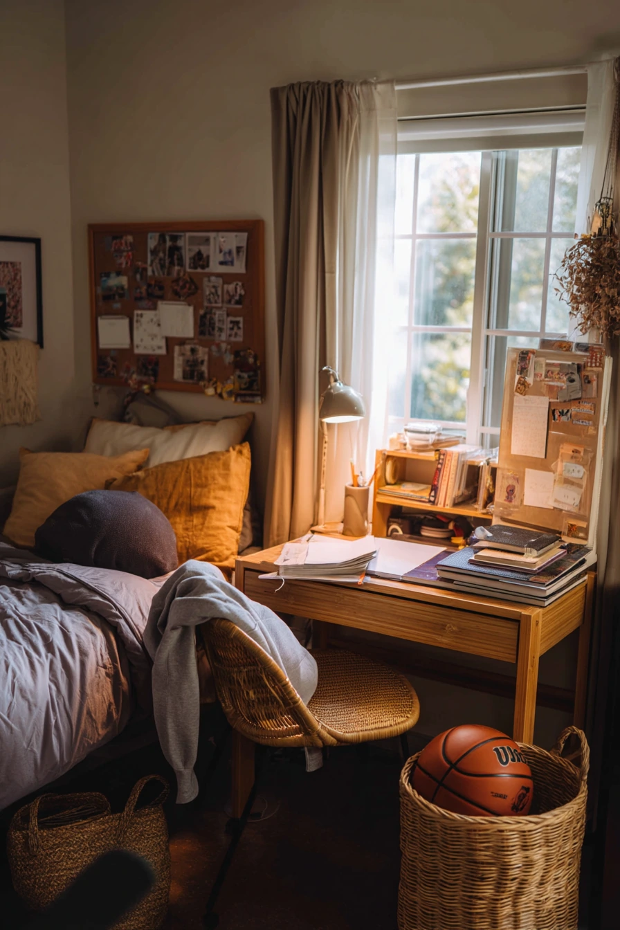 Teen Bedroom With Bamboo Touches and Study Corner