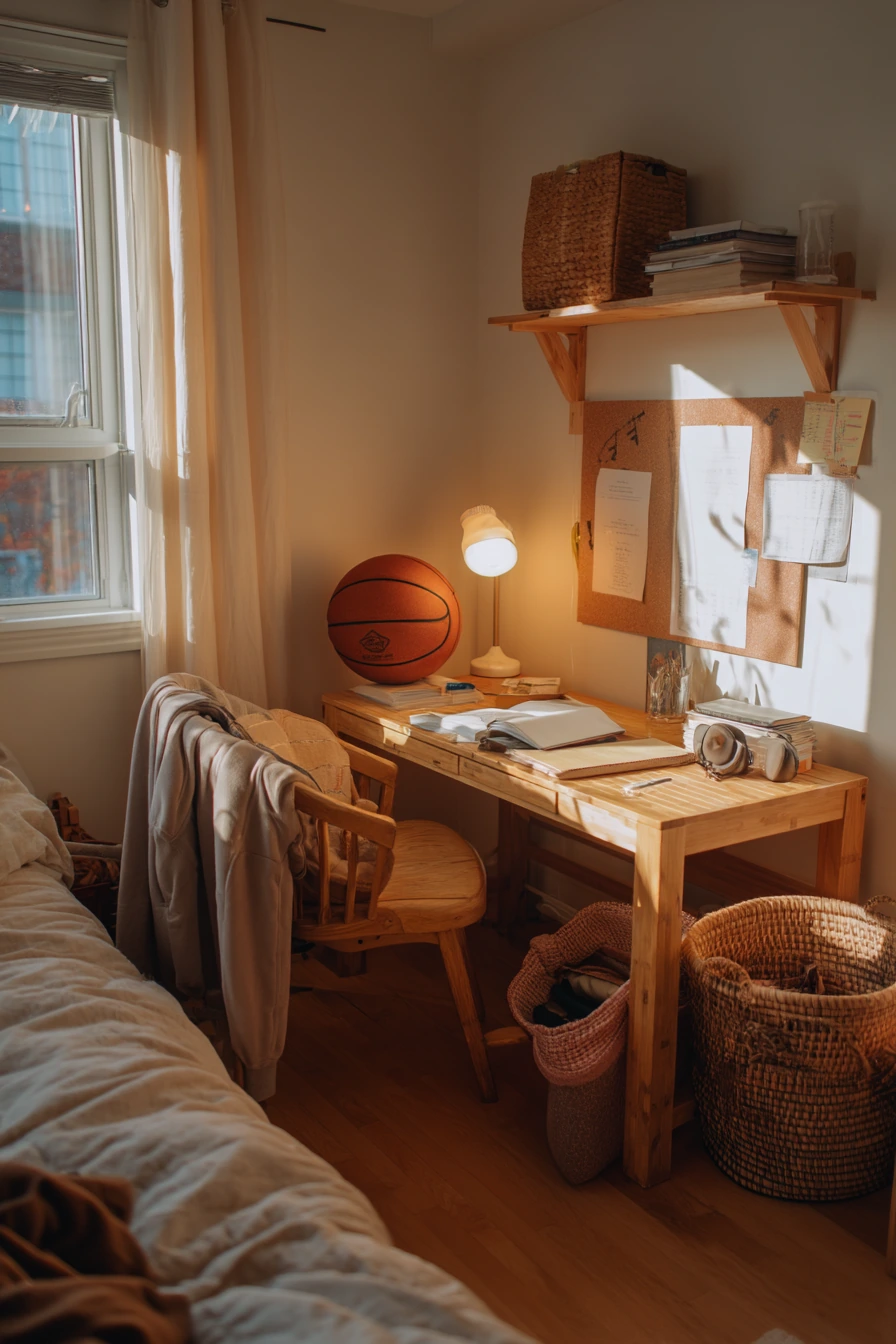 Teen Bedroom With Bamboo Touches and Study Corner